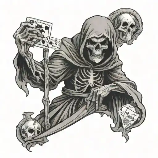 grim reaper playing cards tattoo design idea