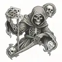 grim reaper playing cards tattoo design idea