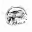 a bald eagle body inside clouds and heaven above  tattoo design idea