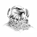 a bald eagle body inside clouds and heaven above  tattoo design idea