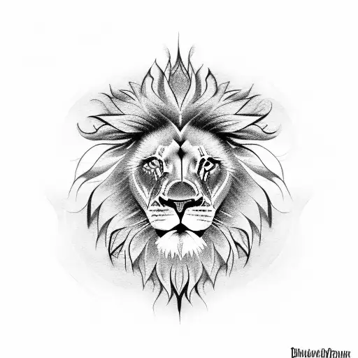 blue eyed lion mandala tattoo design idea