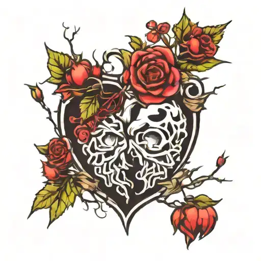 poison tree and broken heart  tattoo design idea