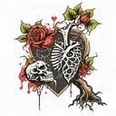 poison tree and broken heart  tattoo design idea