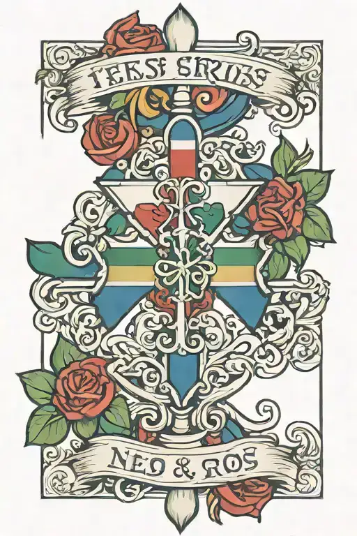 Italian and Irish flag behind blue cross   tattoo design idea