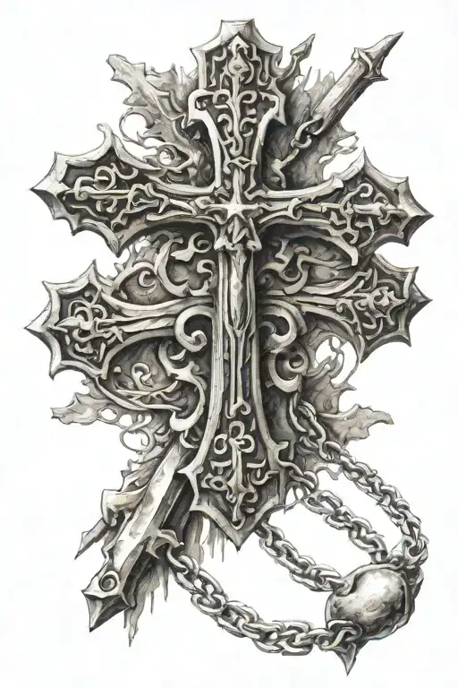 Occitan cross with three hammers tattoo design idea