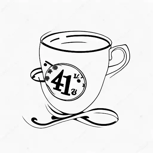 a tea cup with the number 42 integrate in it tattoo design idea