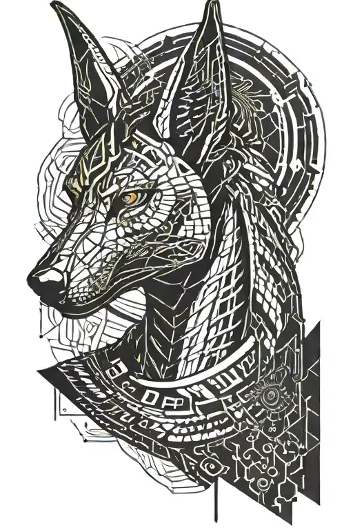 anubis with scales tattoo design idea