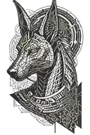 anubis with scales tattoo design idea