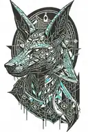 anubis with scales tattoo design idea