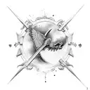 anjo com arma tattoo design idea