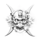 anjo com arma tattoo design idea