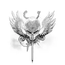 anjo com arma tattoo design idea