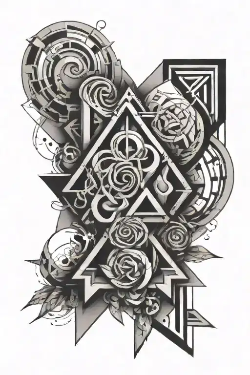 Medium geometric with the letters tattoo design idea