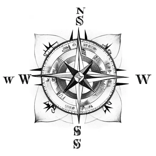 A compass rose with a film reel in the center, symbolizing the client's love for travel and movies tattoo design idea