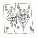 ace and joker cards overlapping slightly  tattoo design idea