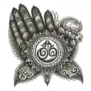 Hand Fatima Om symbol tattoo design idea