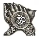 Hand Fatima Om symbol tattoo design idea