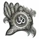 Hand Fatima Om symbol tattoo design idea
