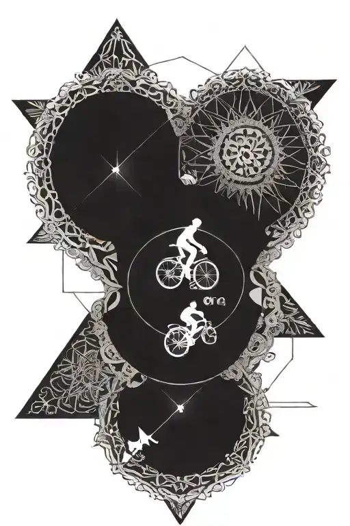 An intricate mandala incorporating elements of triathlon tattoo design idea