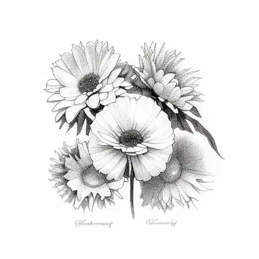 simple birth month flowers of January, September, December and August all together  tattoo design idea