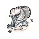 chicken eating a worm tattoo design idea