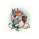chicken eating a worm tattoo design idea