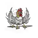 chicken eating a worm tattoo design idea