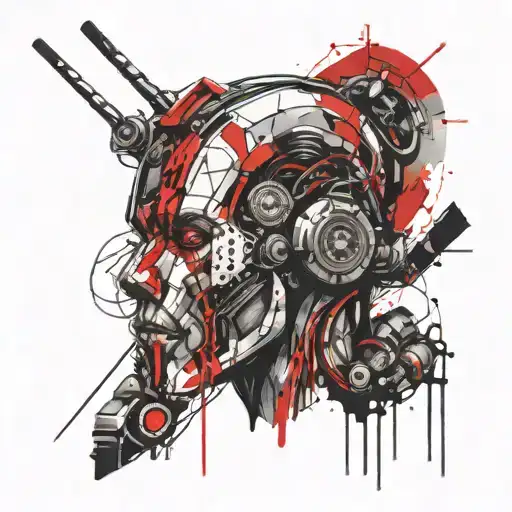 Futuristic Robotic Head tattoo design idea