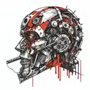 Futuristic Robotic Head tattoo design idea
