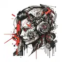 Futuristic Robotic Head tattoo design idea