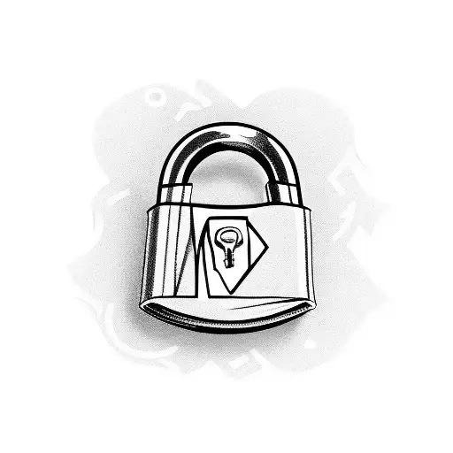 key and padlock tattoo design idea