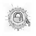 key and padlock tattoo design idea