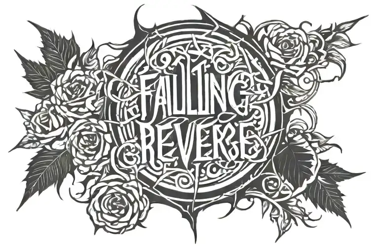 falling in reverse logo surrounded by thorns growing tattoo design idea