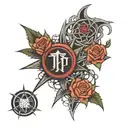 Falling in reverse logo with thorns intertwined tattoo design idea