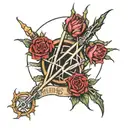 Falling in reverse logo with thorns intertwined tattoo design idea