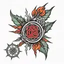 Falling in reverse logo with thorns intertwined tattoo design idea