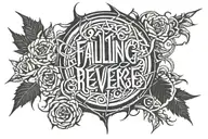 falling in reverse logo surrounded by thorns growing tattoo design idea