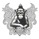 i want a tatoo of wisdom monkey but in totem tiki style, and it's a vertical tatoo, it have a design like FarCry 3 tatoo tattoo design idea
