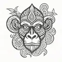 i want a tatoo of wisdom monkey but in totem tiki style, and it's a vertical tatoo, it have a design like FarCry 3 tatoo tattoo design idea