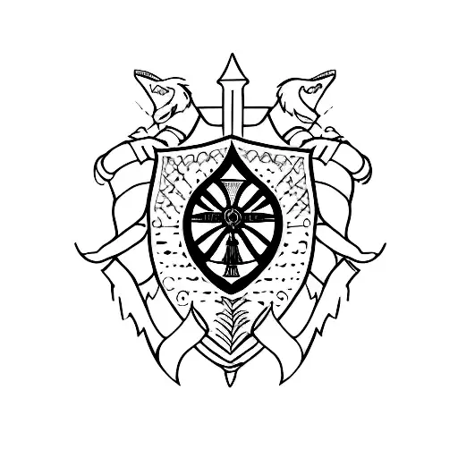 A minimalist tattoo of a medieval shield tattoo design idea