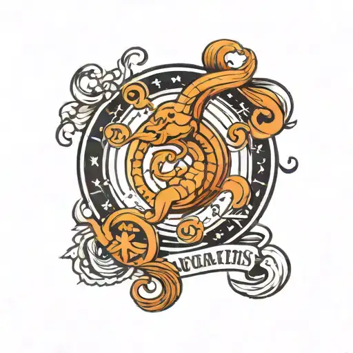 Aquarius zodiac sign with 2001 birth year tattoo design idea