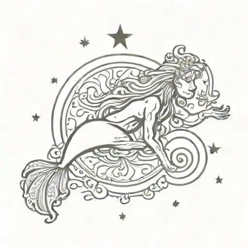 Aquarius zodiac sign with 2001 birth year tattoo design idea