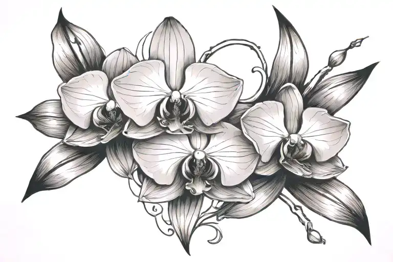 abstract minimalism symbolizing love for my deceased daughter who loved to travel, new mom, orchid, Father Time  tattoo design idea