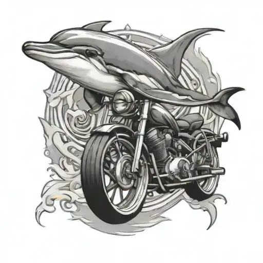Memorial Dolphin Motorcycle   tattoo design idea
