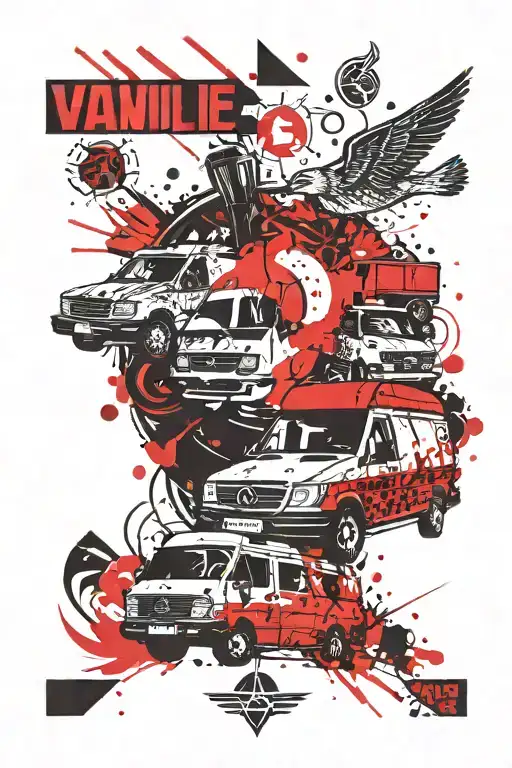 vanlife mercedes-benz 207d tattoo design idea