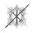 wooden cross with sword down the front  tattoo design idea