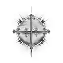 wooden cross with sword down the front  tattoo design idea