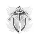 wooden cross with sword down the front  tattoo design idea