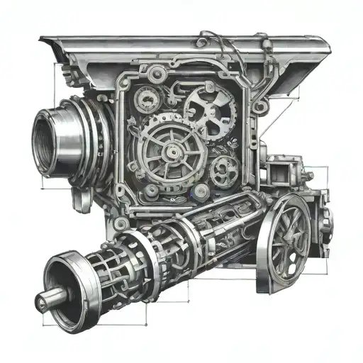 A tattoo design of a sleek engineering blueprint with subtle references to speedway and football hidden within the intricate details tattoo design idea