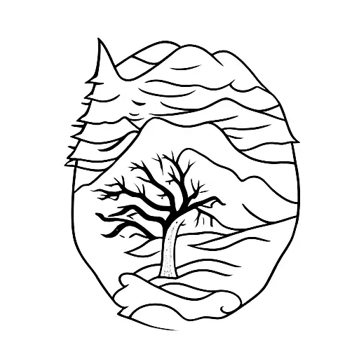 A lone wolf walking through a forest tattoo design idea